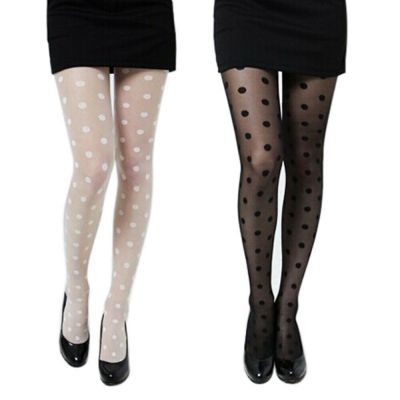 Clubwear Women Lace Socks Tights Stockings Polka Dot Pantyhose Mesh Black