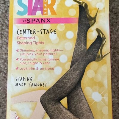 Spanx By Star “Women’s C “ Patterned Shaping Tights Ribbed Row Black Control NEW