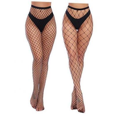 Womens High Waist Tights Fishnet Stockings Thigh High One Size Black-g5