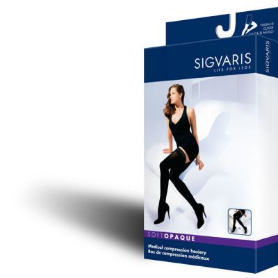 Sigvaris 840 Soft Opaque 20-30 OPEN Toe Thigh High Stockings 842N Compression