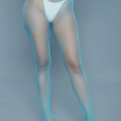 BeWicked Up All Night Pantyhose Fishnet Turquoise Blue