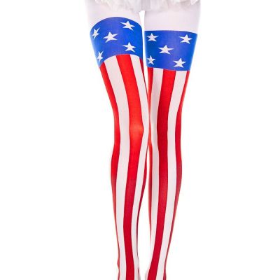 Music Legs Red White Blue American Flag USA Pantyhose Tights