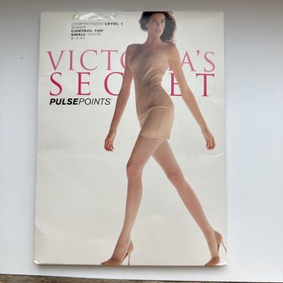 VictoriasSecret S Pulse Points Compression Level 1 Sheer Control Top Hose White