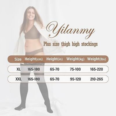 Yilanmy Plus Size Thigh High Stockings Women Semi Sheer Silicone Lace Top Sta...