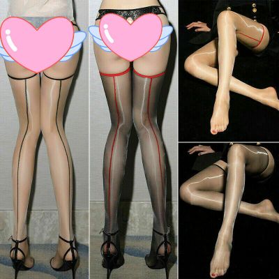 1D Ultra Sheer Back Seam Thin Toe Stockings Shiny Glossy Thigh High Hosiery US