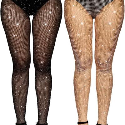 Women'S Sparkly Rhinestone Fishnet Tights Rave Fishnets Outfit Pantyhose High Wa