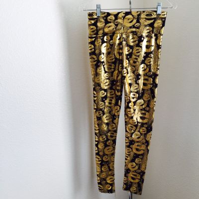 Womens Disco Leggings Stretch Shiny Metallic Wet Look Pants With e's Size S
