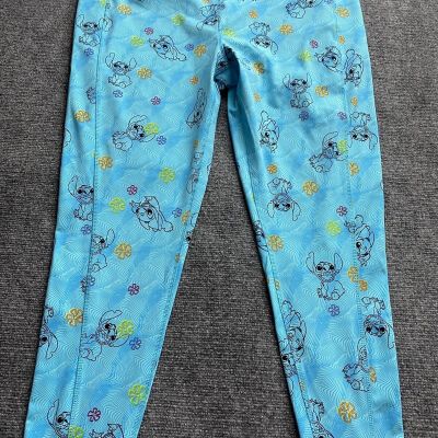 Disney Parks Stitch Leggings Blue 1X Side Pocket Stretch Floral Workout Pants