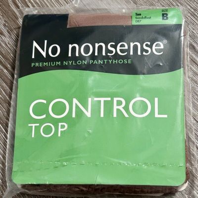 No Nonsense Pantyhose Size B Tan Control Top Sandalfoot Premium Nylon VTG USA