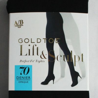 Gold Toe Women's Size A/B Lift & Sculpt Opaque Control Top Shaping Tights Black