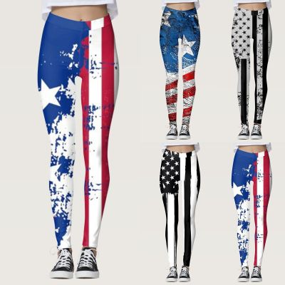 Seamless Leggings for Women Workout Independence Day For Women Print Mid Waist