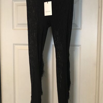 Gucci Black Ozil Lace Tights with Long Fringes Size S 562076 3GC52 1060