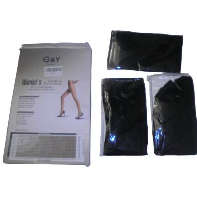 G&Y 3 Pairs Sheer Tights - 20D Control Top Pantyhose, Reinforced Toes, Black, S