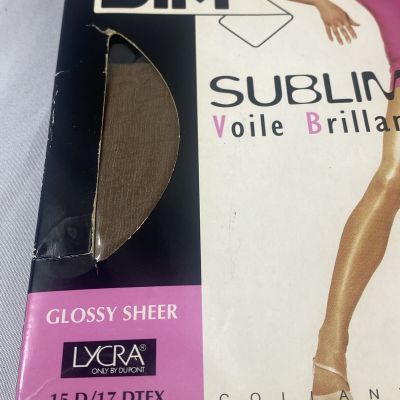 DIM Sublim Glossy Sheer Pantyhose LYCRA Size 4 Queen Dark Nude 15D 17DTEC France