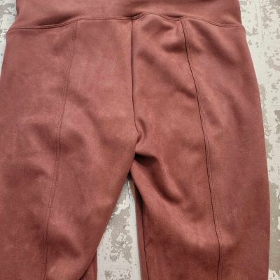 2187 SPANX Women's Rich Rose Pink Faux Suede High Waisted Leggings Size 1X