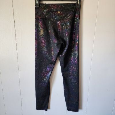 Wildfox Black Confetti Rainbow Glitter Leggings with Pocket Womens Size Small