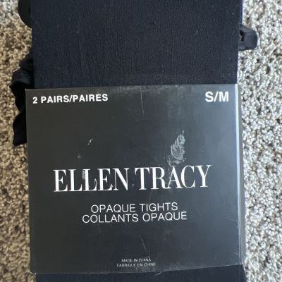 Ellen Tracy Tights Size S/M Color Black 2 Pairs NWT A16
