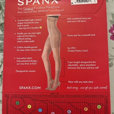 Spanx Footless Pantyhose High-Waisted size E Nude NIP