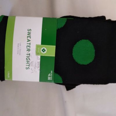 Target (1 Pair) Sweater Tights  One Size NWT! black with green spots