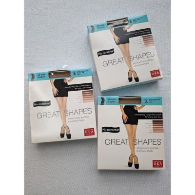 3 Lot NO NONSENSE All Over Shaper Pantyhose Size A Small Beige Mist Light NEW