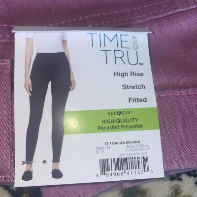 Time And Tru Women's High Rise Jeggings Pants Stretch Pink NWT SMALL (4-6)