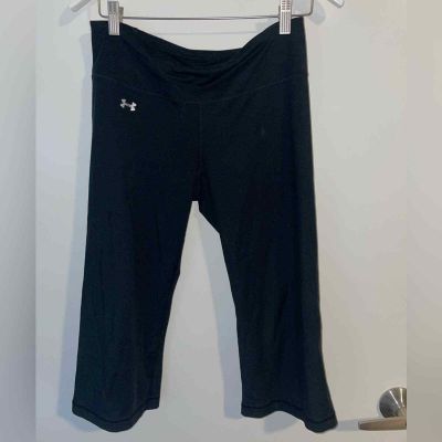 Under Armour Black Workout Capri Pants Gym Style Wide Waistband sz Small