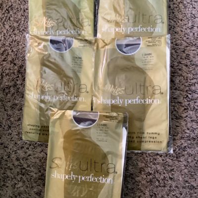 SILKIES ULTRA SHAPELY PERFECTION OFF BLACK SHEER PANTYHOSE X-TALL LOT 5