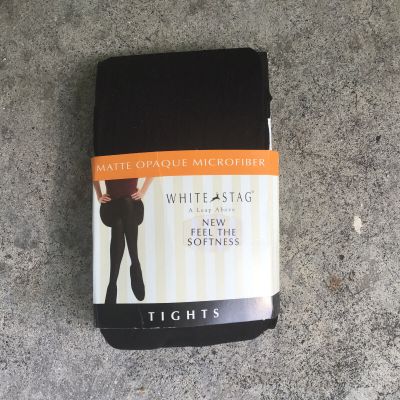 White Stag Matte Opaque Microfiber Size 4 Tights Black Nylon Blend