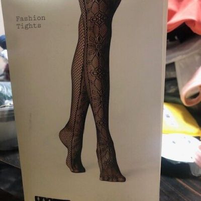 Fashion Tights - A New Day Women's Fishnet Floral Full Toe Black Sz M / L NWT