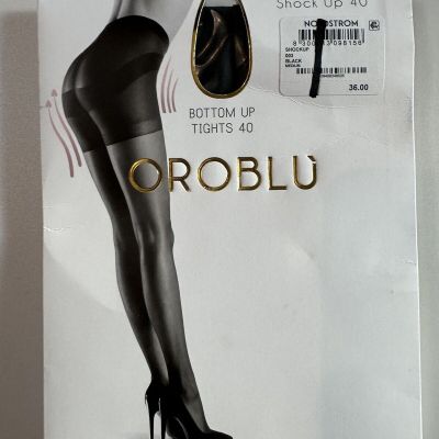 New Women's OROBLU Black Shock Up Bottom Up Tights 40 Size Medium $36.00