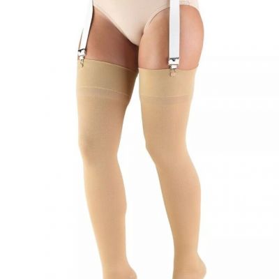 Truform Stockings Thigh High Open Toe: 20-30 mmHg XL BEIGE (0866-XL)