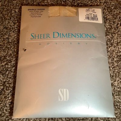 Sheer Dimensions sparkle sheers pantyhose, color gold, Queen sz: 2X