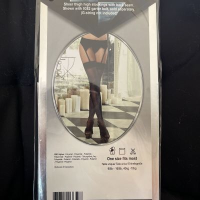 Dreamgirl Sexy BLACK  Sheer Thigh high ONE SIZE FITS ALL