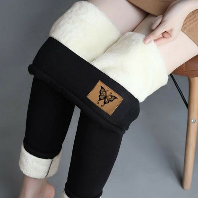 Women Print Warm Winter Tight Thick Velvet Wool Cashmere Pants Trousers Leggings