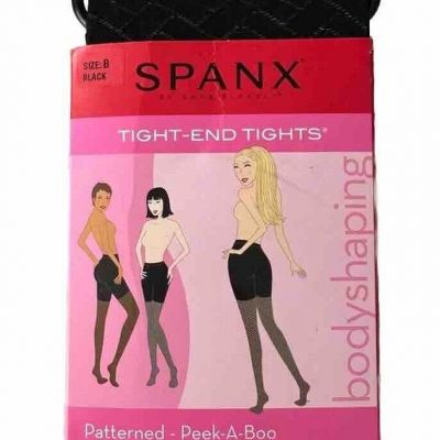 Spanx Tight End Tights Size B Black Patterned Peek A Boo Body Shaping 115-150lb