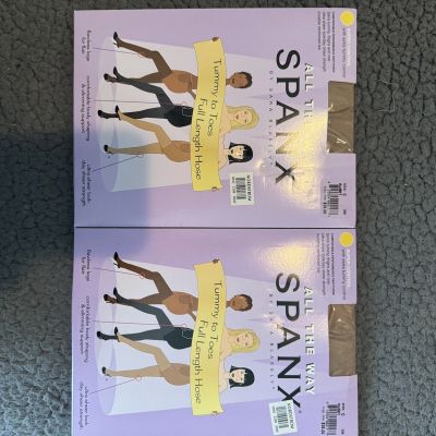 SPANX ALL THE WAY PANTYHOSE NUDE 1 SIZE C  TWO PAIR