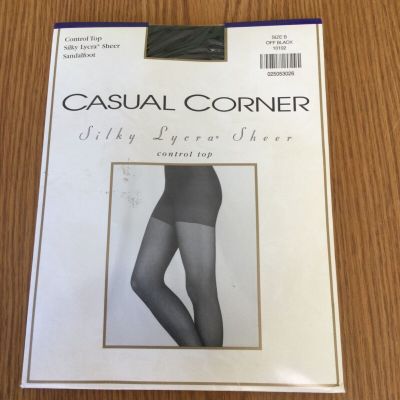Vintage Casual Corner SILKY LYCRA SHEER Control Top Pantyhose OFF BLACK Size B