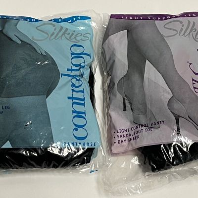 mixed lot 2 packs Silkies Queen size pantyhose Jet Black