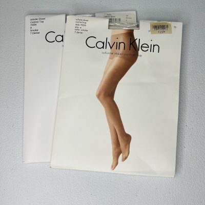 Calvin Klein Infinite Sheer Control Top Pantyhose Smoke Size A 705N 2 Pairs