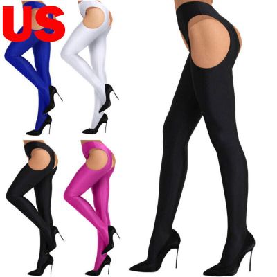 US Women Spandex Hollow Out Open Crotch Long Stockings Stretchy Tight Pantyhose