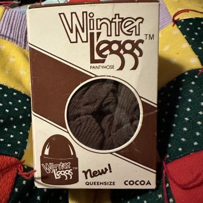 Winter Leggs Pantyhose Cocoa Brown Colored Queen Size Ribbed Nylons Vintage