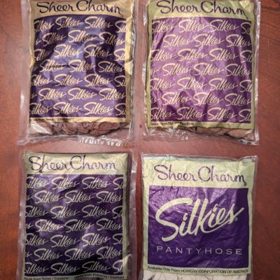 4 NOS Pairs Of Silkies 20 Denier Pantyhose In 4 Assorted Colors Size Small