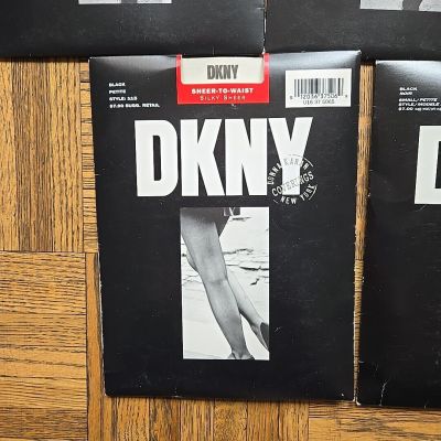 NEW Vintage 1990s DKNY Silky Sheer Control Top Sheer Lustre Pantyhose Lot of 5