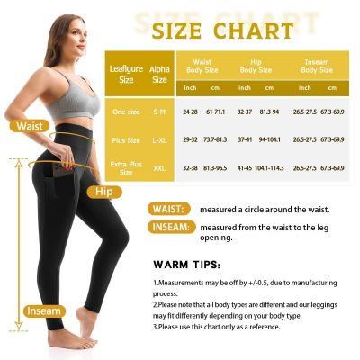 Leggings with Pockets for Women, High Waisted Workout Leggings for Gym Black SM