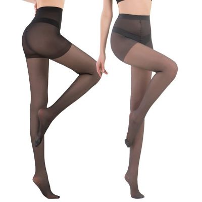 Sheer Pantyhose Plus Size - 2 Pack 20D Ultra Durable Queen Size Tights Straig...
