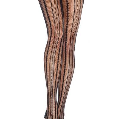 Vintage Pinstripe Fishnet Lace Tights Pantyhose NEW