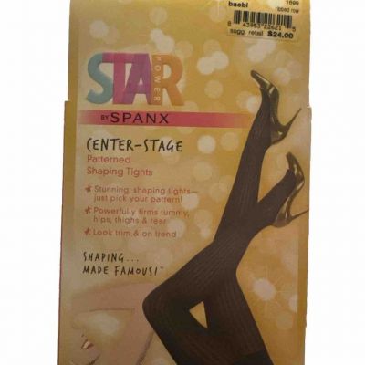 Star Power By Spanx Center Ribbed RowStage Patterned Shaping Tights Black Size A