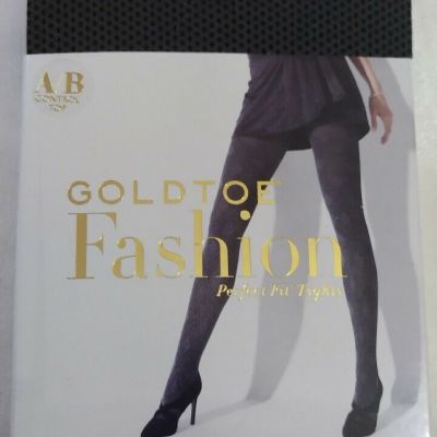 New Goldtoe Fashion Tights, Perfect Fit, A/B Control Top, Black & Gray