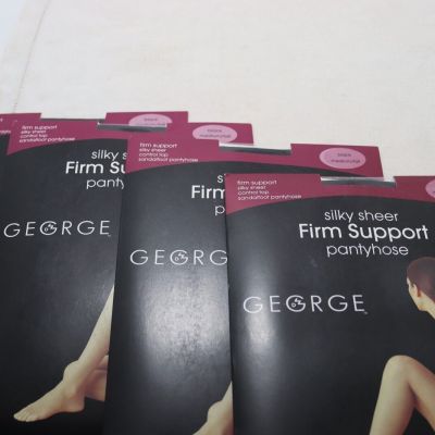 George Pantyhose Lot of 4 Medium/Tall Black Firm Support Silky Sheer Control Top