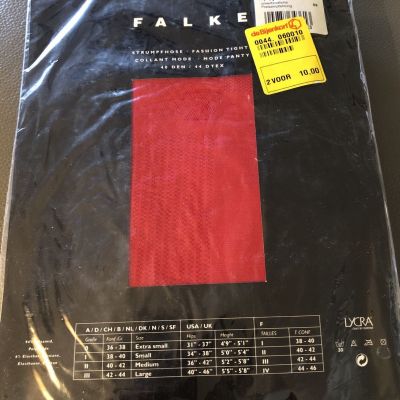 Falke Red Fashion Tights, Size 38-40 New in Package